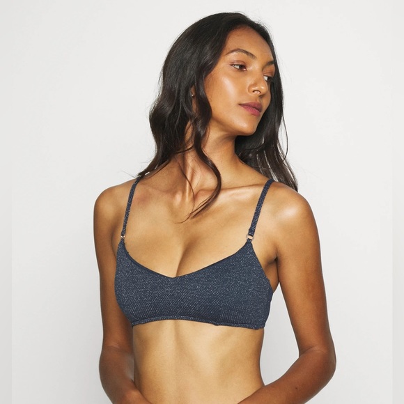 Seafolly Stardust Metallic Stretch-piqué Bronze Bikini Top - Picture 9 of 11